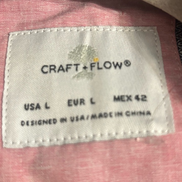 Craft+flow casual button down shirt Size L Short Sleeve Pink - Picture 8 of 8
